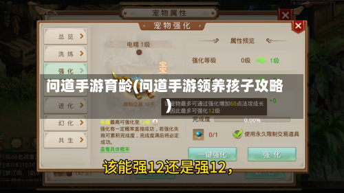 问道手游育龄(问道手游领养孩子攻略)