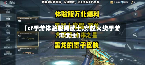 【cf手游体验服黑武士,穿越火线手游黑武士】