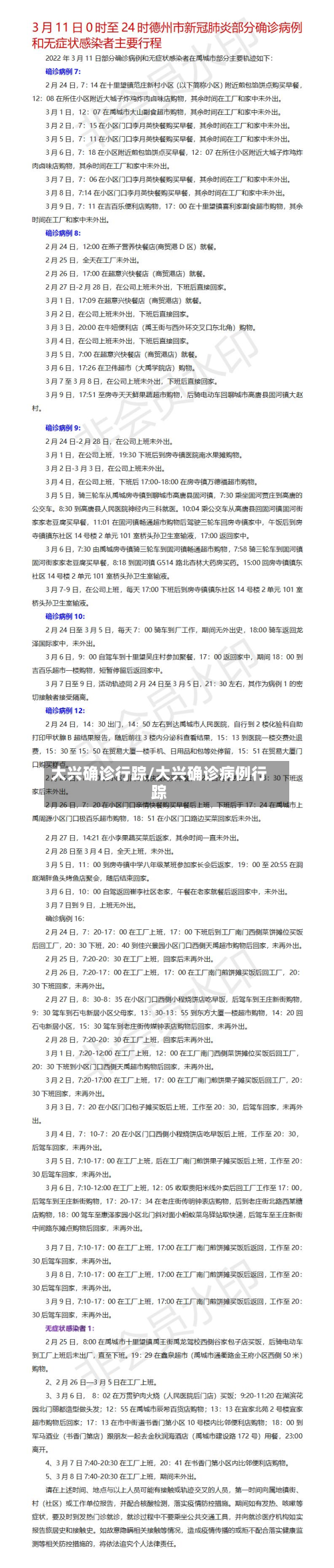 大兴确诊行踪/大兴确诊病例行踪